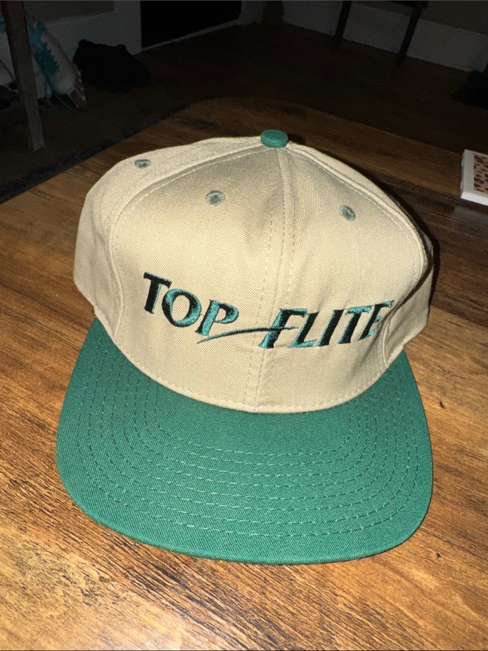 Top Flite Two-Tone Leather Strap back  Cap - Tan and Green VTG